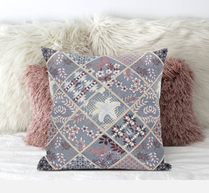 Homeroots 20” Gray Pink Patch Suede Zippered Throw Pillow   413488