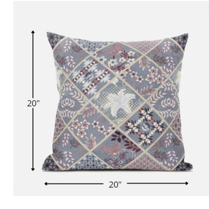 Homeroots 20” Gray Pink Patch Suede Zippered Throw Pillow   413488