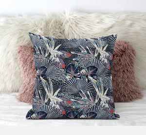 Homeroots 20” Purple Indigo Tropical Zippered Suede Throw Pillow   413551