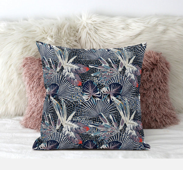 Homeroots 20” Purple Indigo Tropical Zippered Suede Throw Pillow   413551