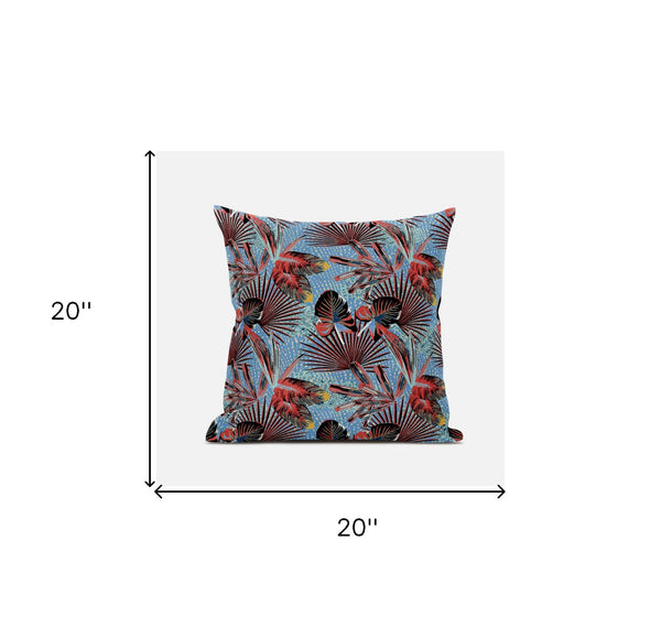 Homeroots 20"X20" Light Blue Microsuede Zippered Pillow   413566