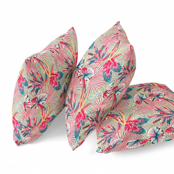 Homeroots 20” Red Gold Tropical Zippered Suede Throw Pillow   413572