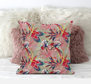 Homeroots 20” Red Gold Tropical Zippered Suede Throw Pillow   413572