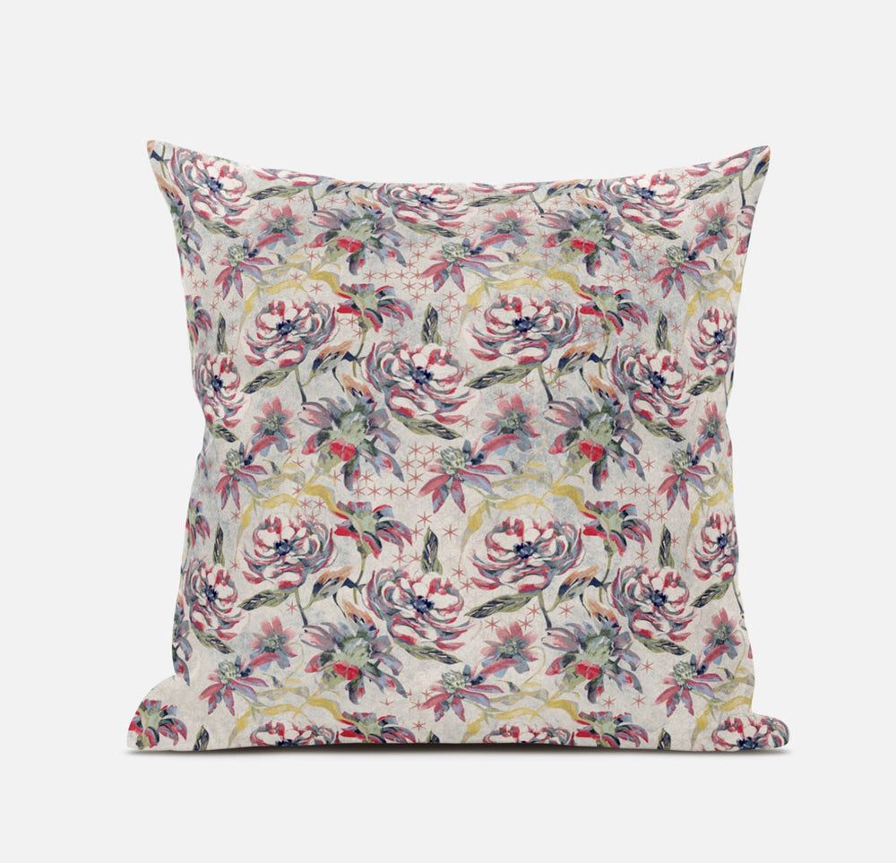 Homeroots 20" Pink Yellow Roses Zippered Suede Throw Pillow   413614