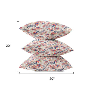 Homeroots 20" Red Light Indigo Roses Zippered Suede Throw Pillow   413620