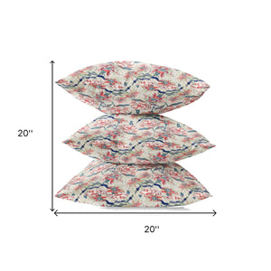 Homeroots 20" Red Pale Green Roses Zippered Suede Throw Pillow   413623