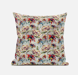 Homeroots 20” Red Yellow Roses Zippered Suede Throw Pillow   413629