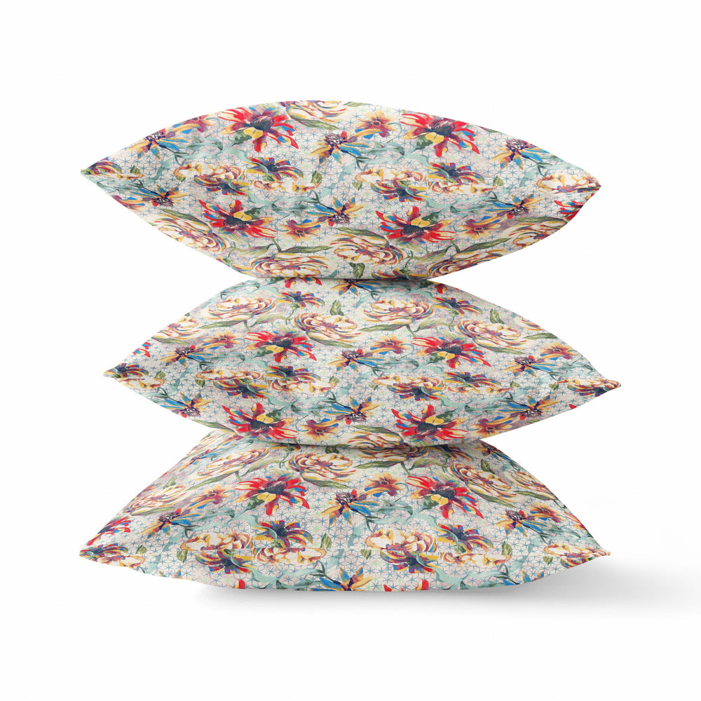 Homeroots 20” Red Yellow Roses Zippered Suede Throw Pillow   413629