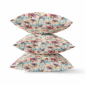 Homeroots 20” Red Yellow Roses Zippered Suede Throw Pillow   413629