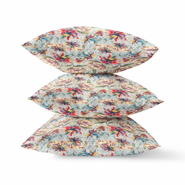 Homeroots 20” Red Yellow Roses Zippered Suede Throw Pillow   413629