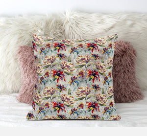 Homeroots 20” Red Yellow Roses Zippered Suede Throw Pillow   413629