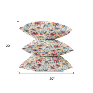 Homeroots 20” Red Yellow Roses Zippered Suede Throw Pillow   413629