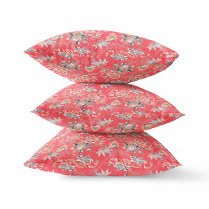 Homeroots 20" Salmon Red Roses Zippered Suede Throw Pillow   413632