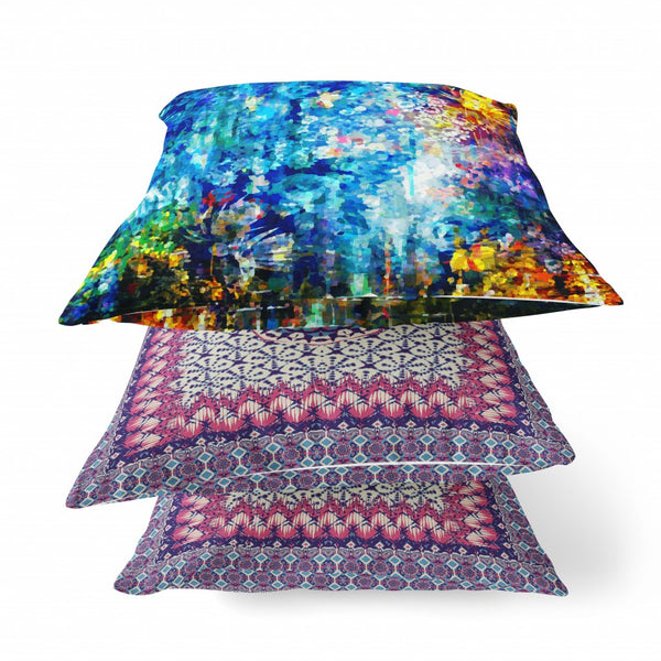 Homeroots 20" Bright Blue Yellow Springtime Zippered Suede Throw Pillow   413641