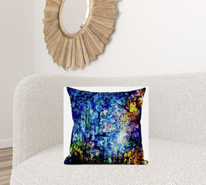 Homeroots 20" Bright Blue Yellow Springtime Zippered Suede Throw Pillow   413641