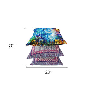 Homeroots 20" Bright Blue Yellow Springtime Zippered Suede Throw Pillow   413641