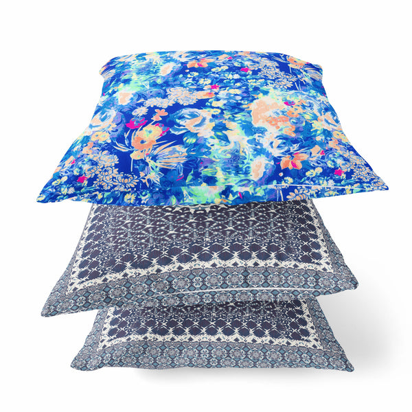 Homeroots 20" Bright Blue Springtime Zippered Suede Throw Pillow   413644