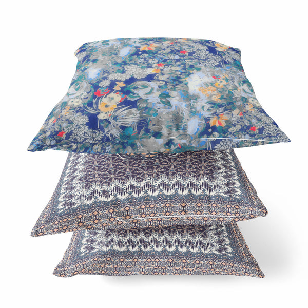 Homeroots 20" Blue Gray Springtime Zippered Suede Throw Pillow   413650