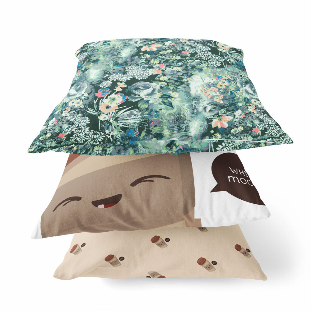 Homeroots 20" Green Black Springtime Zippered Suede Throw Pillow   413665