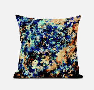 Homeroots 20" Orange Blue Springtime Zippered Suede Throw Pillow   413668