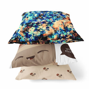 Homeroots 20" Orange Blue Springtime Zippered Suede Throw Pillow   413668