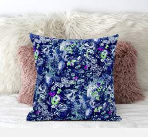 Homeroots 20" Purple Blue Springtime Zippered Suede Throw Pillow   413674
