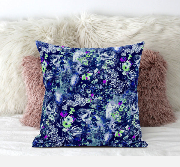 Homeroots 20" Purple Blue Springtime Zippered Suede Throw Pillow   413674