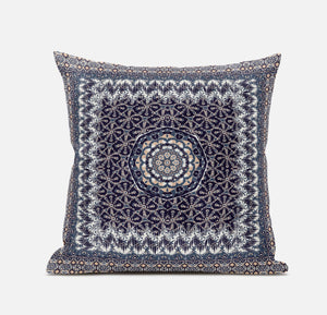 Homeroots 20” Gray Peach Holy Floral Zippered Suede Throw Pillow   413680