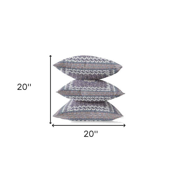 Homeroots 20” Gray Peach Holy Floral Zippered Suede Throw Pillow   413680