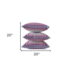 Homeroots 20” Magenta Indigo Holy Floral Zippered Suede Throw Pillow   413689