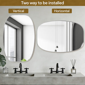 English Elm 30x40 Oval Wall Mirror Slim Metal Frame Distortion Free Glass Bathroom Entryway Accent Silver W2203P476483