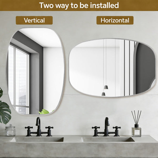 English Elm 30x40 Oval Wall Mirror Slim Metal Frame Distortion Free Glass Bathroom Entryway Accent Silver W2203P476483