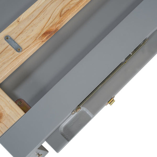 English Elm Queen Size Murphy Bed With Iron Legs - Modern Gray Design, Space-Saving Solution For Compact Living N820S00035E-GIGA