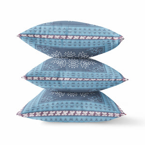 Homeroots 20"X20" Magenta Beige Indigo Zippered Suede Geometric Throw Pillow   413731