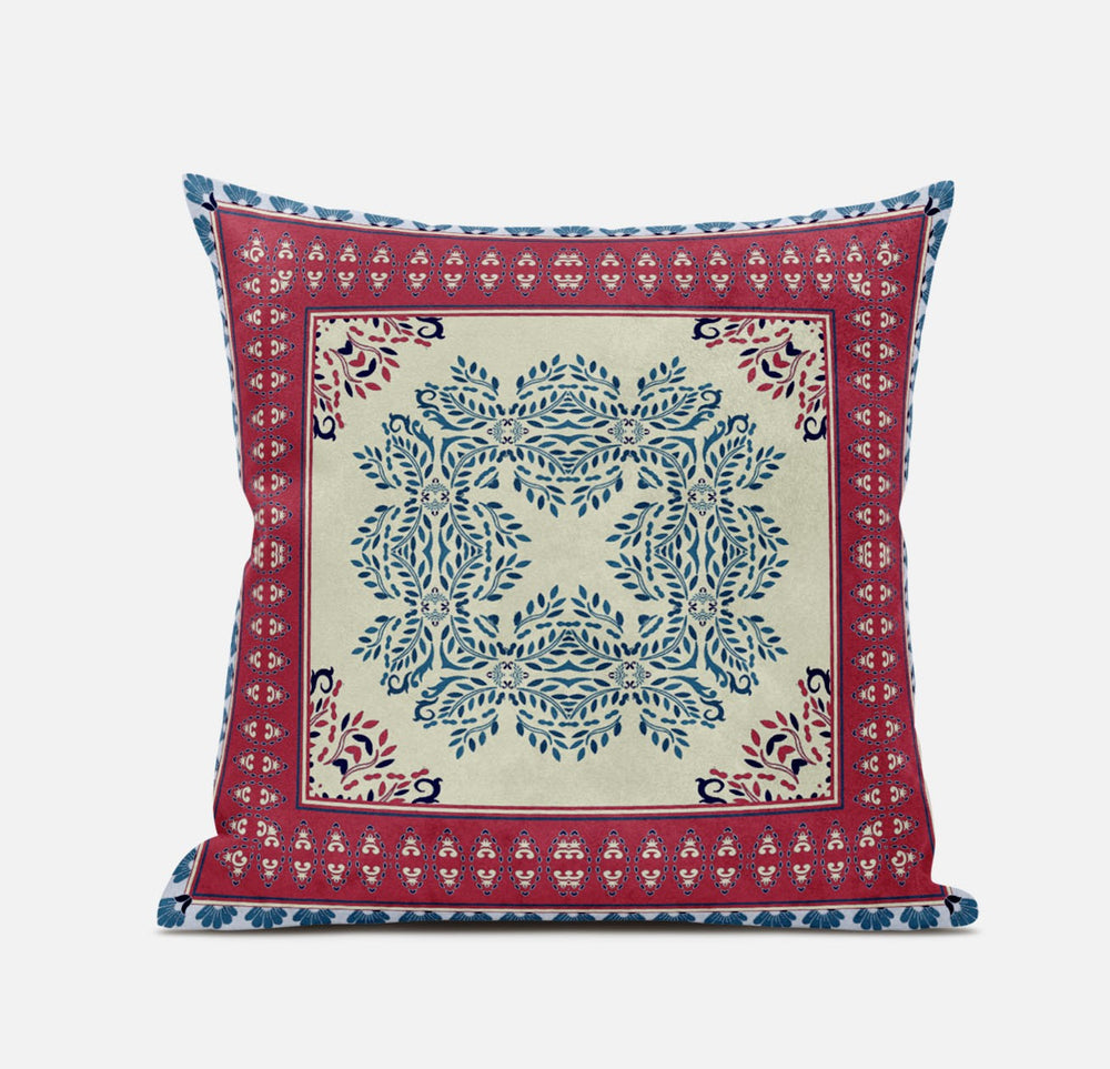 Homeroots 20" X 20" Blue Gray Geometric Zippered Suede Throw Pillow   413740