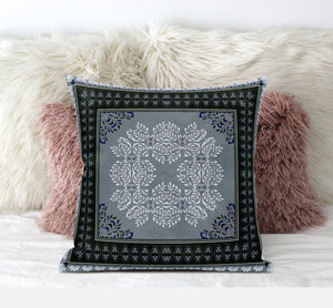 Homeroots 20" X 20" Gray Green Pink Geometric Zippered Suede Throw Pillow   413746