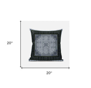 Homeroots 20" X 20" Gray Green Pink Geometric Zippered Suede Throw Pillow   413746