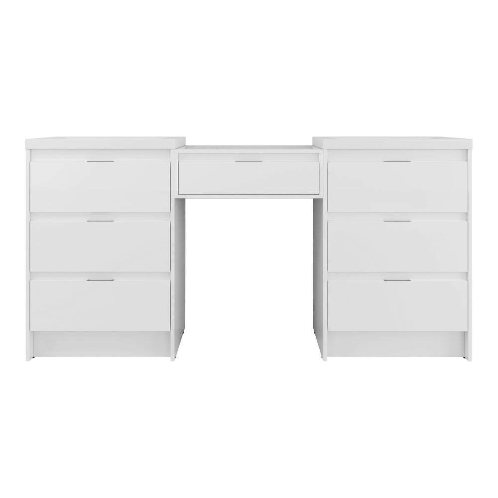 English Elm 72" Freestanding Bathroom Vanity With Resin Sink & Side Cabinet - Modern Glossy White Design, Ample Storage Options W999S00437