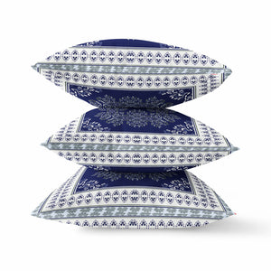 Homeroots 20" X 20" Blue And Green Geometric Suede Zippered Pillow   413755