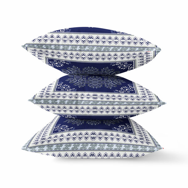 Homeroots 20" X 20" Blue And Green Geometric Suede Zippered Pillow   413755