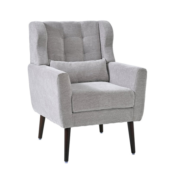 English Elm Modern Accent Chair with Ergonomic Chenille Upholstery, Padded Foam Seat and Solid Wood Legs, Stylish Lounge Seating for Living Room Bedroom Reading Nook Grey W1028P162720