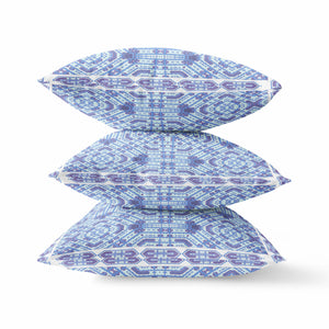 Homeroots 20” Cyan Blue Geostar Zippered Suede Throw Pillow   413800