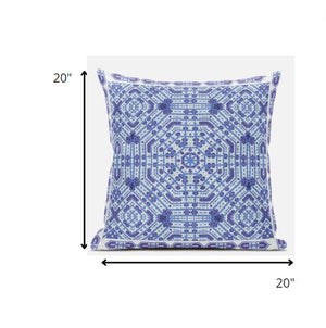 Homeroots 20” Cyan Blue Geostar Zippered Suede Throw Pillow   413800