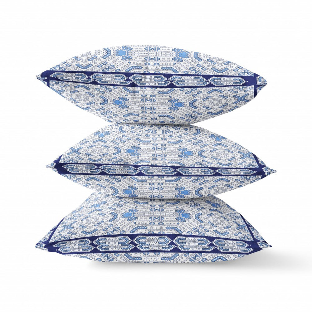 Homeroots 20” Blue Gray Geostar Zippered Suede Throw Pillow   413809