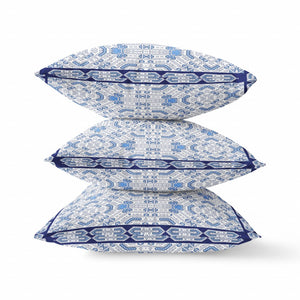 Homeroots 20” Blue Gray Geostar Zippered Suede Throw Pillow   413809