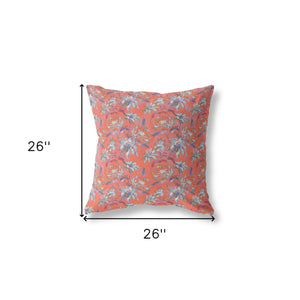 Homeroots 26” Orange Roses Indoor Outdoor Throw Pillow   413823