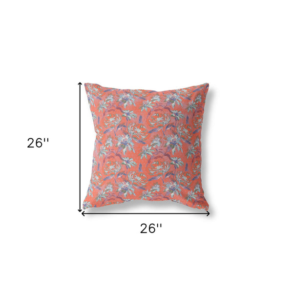 Homeroots 26” Orange Roses Indoor Outdoor Throw Pillow   413823