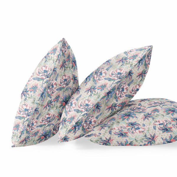 Homeroots 26” Blue Pink Roses Indoor Outdoor Throw Pillow   413833