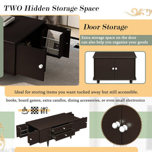 English Elm U-Can Modern Rectangle Coffee Table With Ample Storage, Metal Handles & Stylish Design For Living Rooms N724P286418D-GIGA