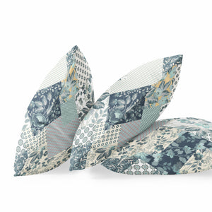 Homeroots 26" Teal White Boho Floral Indoor Outdoor Throw Pillow   413913